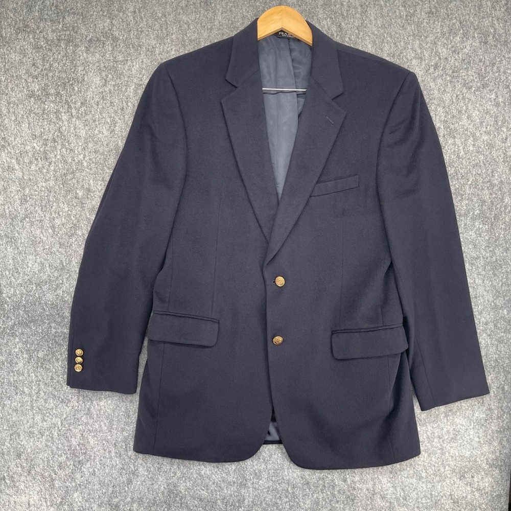 Jos A Bank Blazer Mens 42 L Blue Cashmere Sport Coat Gold Button